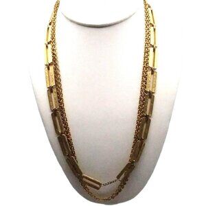 Gorgeous Triple Strand Chain Necklace, Gold Tone Multi Style Links, Decorative